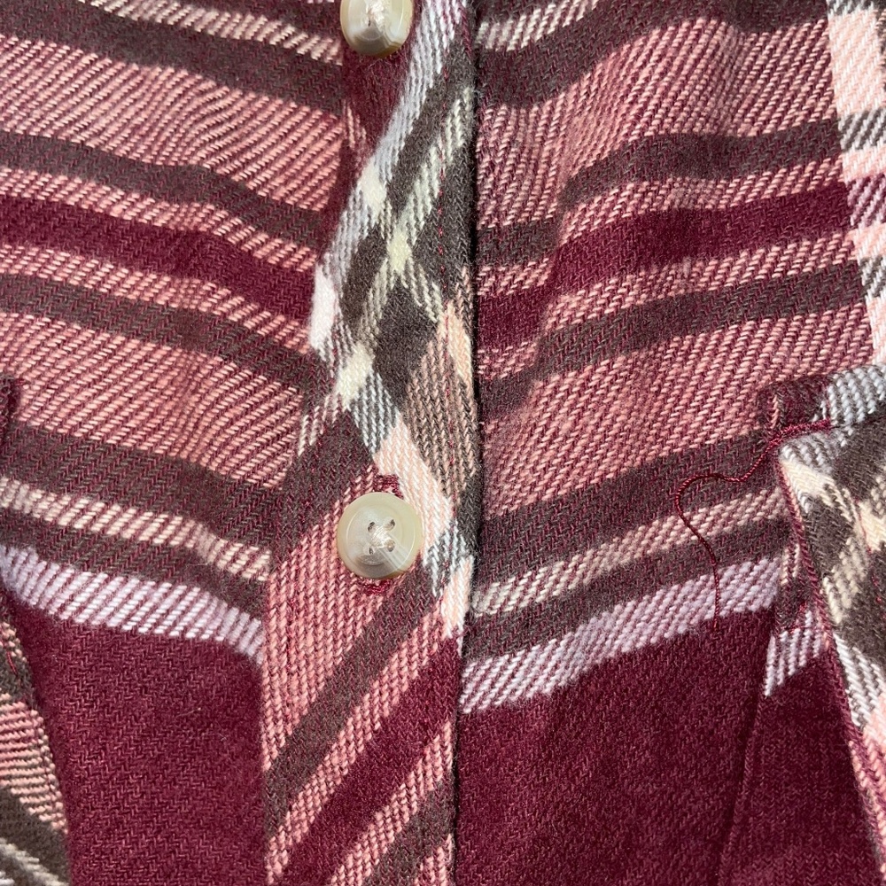 NWT Arizona Jean Co. Plaid Shaket Oversize‎ Soft Long Sleeve Burgundy Top Sz XL - Picture 7 of 9
